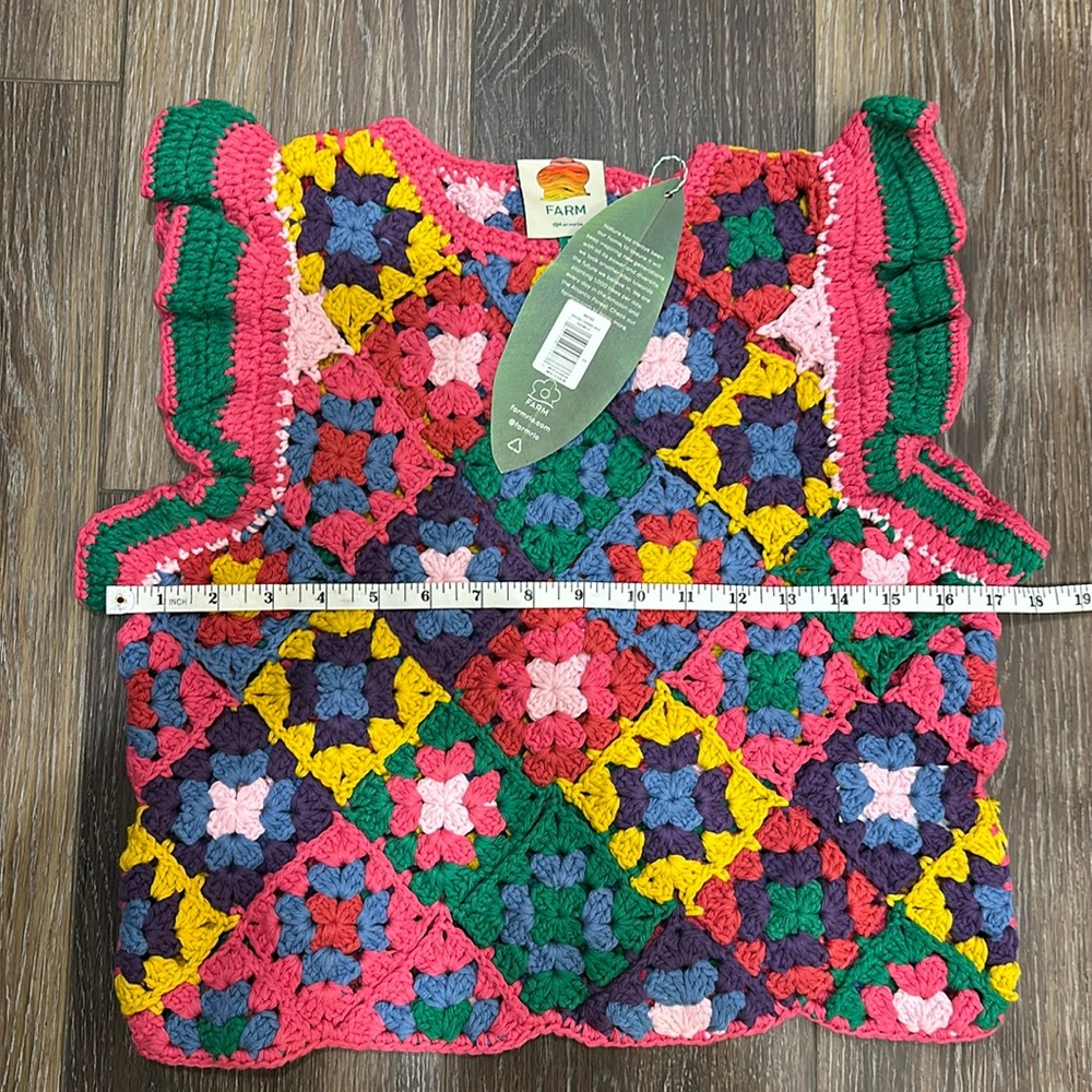 Farm Rio Crochet Square Vest Size S - Picture 6 of 9